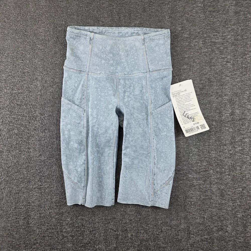 Lululemon Shorts Womens 0 Blue Fast Free HR 10in Nulux Biker Running Pocket